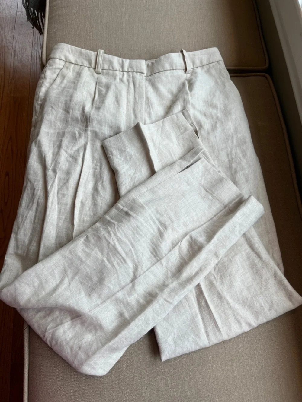 H&M Linen Blend Tailored Trpuser Pants Ankle Length  6